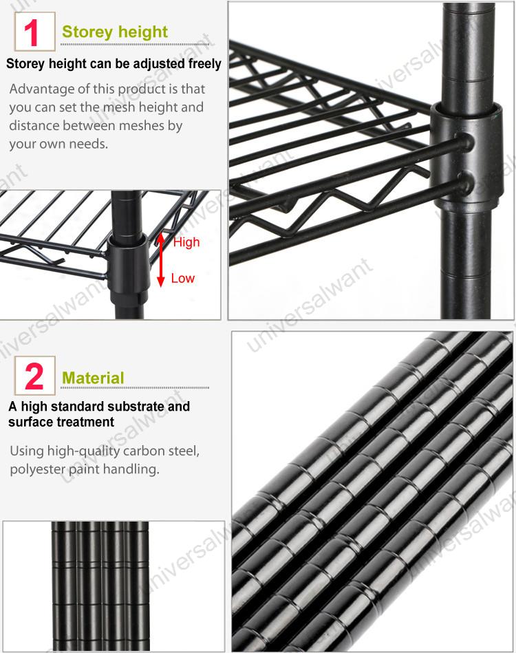 6 Tier Commercial Layer Shelf Adjustable Steel Wire Metal Shelving Rack